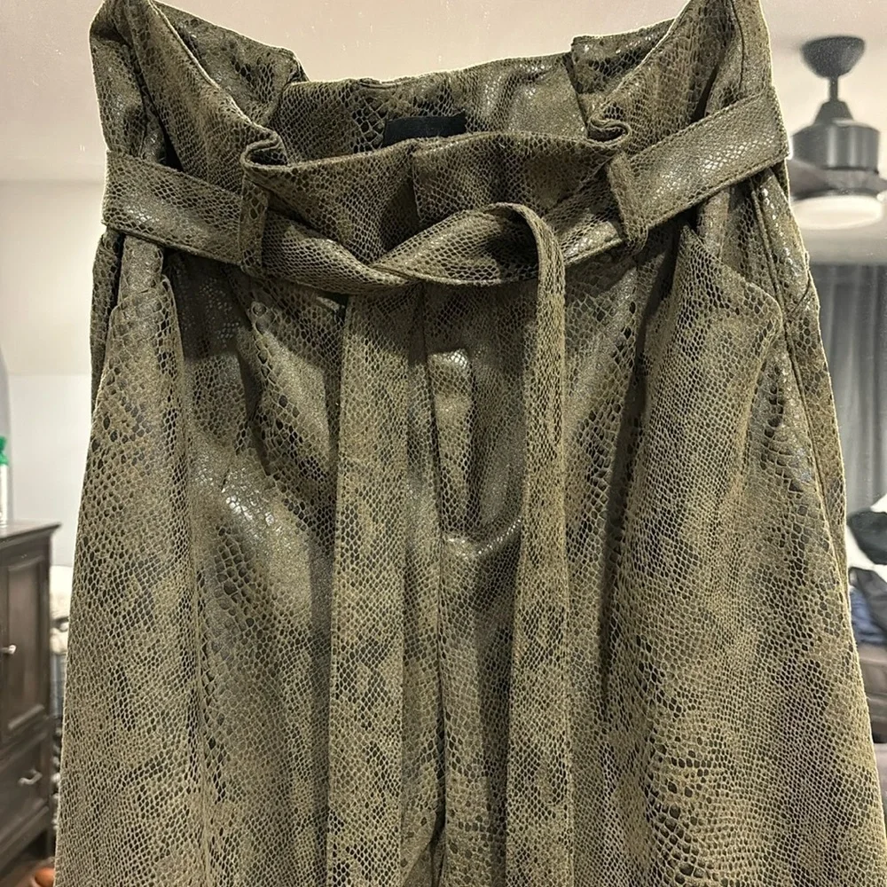 Lucy Paris belted high waisted snake print pattern in green